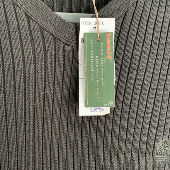 NWT Mens Timberland size L Greige Sweater V neck - Picture 4 of 8